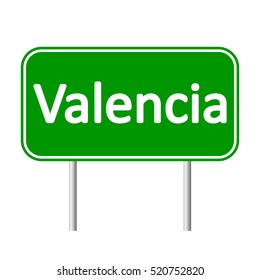 Valencia road sign isolated on white background.