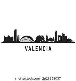 Valencia Skyline Silhouette Spain Cityscape.