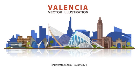 Valencia skyline. Vector illustration