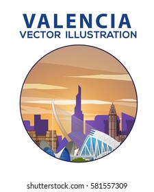 Valencia skyline. Vector illustration