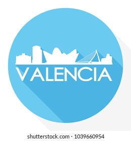 Valencia Spain Flat Icon Skyline Silhouette Design City Vector Art