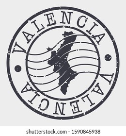 Valencia Spain Stamp Postal. Map Silhouette Seal. Passport Round Design. Vector Icon. Design Retro Travel.