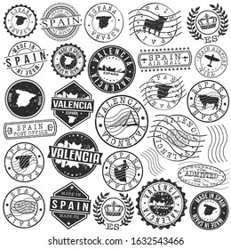 Valencia Spain Stamp. Vector Art Postal. Passport Travel Design. Travel and Business Set.