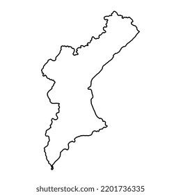 Mapa de la Comunidad Valenciana, región de España. Ilustración vectorial.