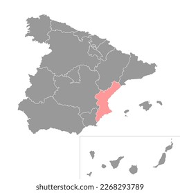 Valencian Community map, Spain region. Vector illustration.