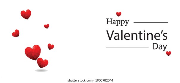 Valenine's day wish with red hearts on white background