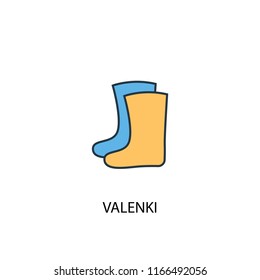 valenki concept 2 colored line icon. Simple yellow and blue element illustration. valenki concept outline symbol design from Russia set
