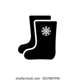 Valenki icon. Felt boots. Black silhouette. Side view. Vector simple flat graphic illustration. The isolated object on a white background. Isolate.