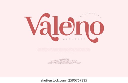 Valeno typography beauty fashion elegant minimalist serif italic fonts decorative wedding vintage retro logos. Minimal luxury font alphabet logo. Vector illustration