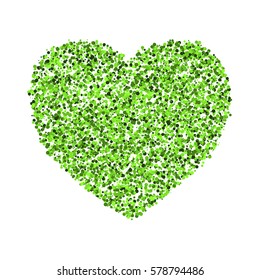 Valentane green heart from color dots. Isolated holiday design textured template. EPS10 vector.