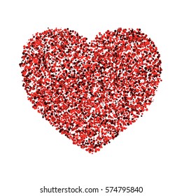 Valentane red heart from color dots. Isolated holiday design textured template. EPS10 vector.
