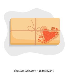 Valentin day gift box. Present. Boyfrends gift surprise. Top view.