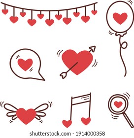 valentin decorative and simple symbol with red love shape and line