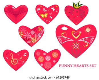 Valentin funny hearts set.