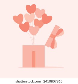 valentin heart gift box,vector illustration