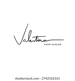 Valentina name signature logo vector design
