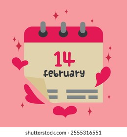 Valentine 14 february calendar card poster banner illustration