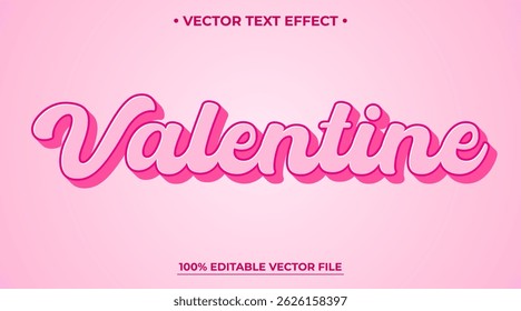 Valentine 3d efeito de texto editável efeito de texto rosa modelo de composição de efeito de texto