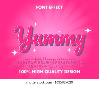 Valentine 3d Text Effect pink mural street gradient. full set alphabet, number, and symbol. Premium Vector