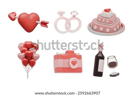 valentine 3D vector icon set on white background. for design need, animation, game, apps, Ui Design, web design, presentation, flyer or poster, social media advertising, content creator, and other.