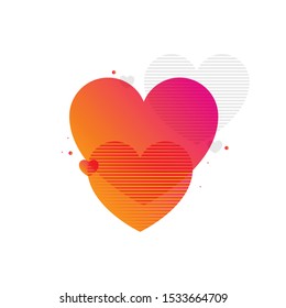 valentine abstract background, Vector retro heart made from color stripes