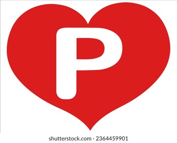 Valentine Alphabet Letter P or Cute Love and Heart Font