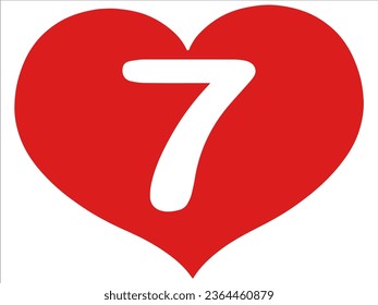 Valentine Alphabet Number 7 or Cute Love and Heart Font