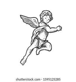 valentine angels, Valentines Day Cupid, hand drawing, postcard, Valentine card.