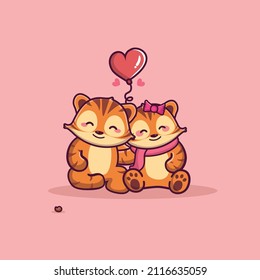 Valentine animal couple cute animal cartoon 