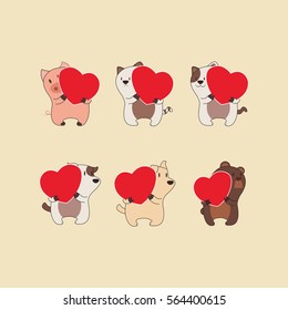 Valentine animal set.