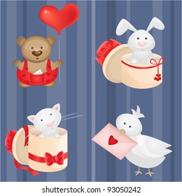 Valentine animal set (vector version)