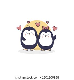 Valentine animal vector. Penguin
