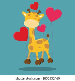 valentine animals giraffe design vector illustration