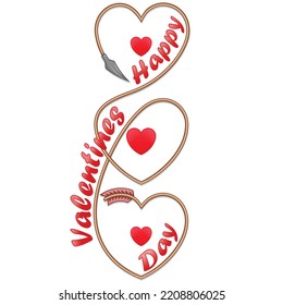 Valentine arrow vector design, heart shape, happy valentine's day