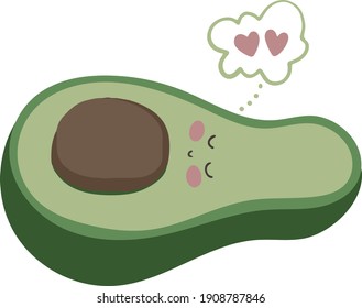 Valentine avocados Ilustration. Cute avocado with heart sign