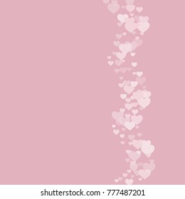 Valentine background with abstract pink and white transparent hearts on a pink. The design is suitable for banners, posters, decoration of gifts, packaging. Vector.