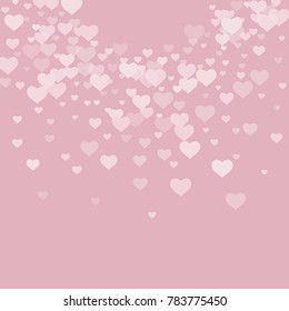 Valentine background with abstract pink and white transparent hearts on a pink. The design is suitable for banners, posters, decoration of gifts, packaging. Vector.