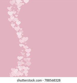 Valentine background with abstract pink and white transparent hearts on a pink. The design is suitable for banners, posters, decoration of gifts, packaging. Vector.