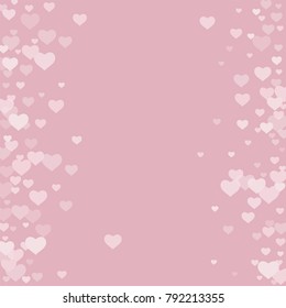 Valentine background with abstract pink and white transparent hearts on a pink. The design is suitable for banners, posters, decoration of gifts, packaging. Vector.