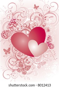 valentine background with butterflies - vector