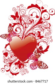 valentine background with butterflies - vector