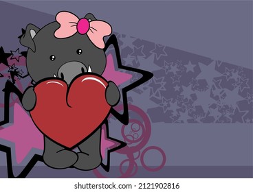 valentine background with cute boar girl character cartoon holding love red heart illustration in vector fomat