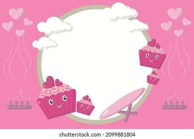 Valentine Background with Cute Cupcake