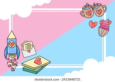 Valentine Background with Frame Decoration