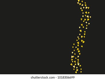 Valentine background with gold glitter hearts. February 14th day. Vector confetti for valentine background template. Grunge hand drawn texture. Love theme for poster, gift certificate, banner.