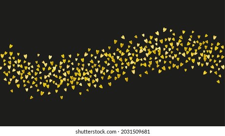 Valentine background with gold glitter hearts. February 14th day. Vector confetti for valentine background template. Grunge hand drawn texture. Love theme for poster, gift certificate, banner.