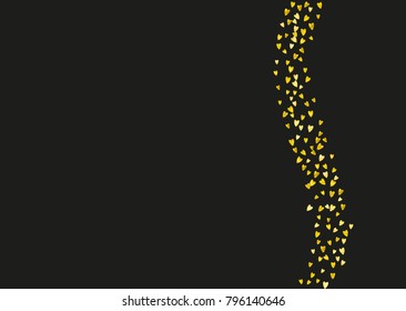 Valentine background with gold glitter hearts. February 14th day. Vector confetti for valentine background template. Grunge hand drawn texture. Love theme for gift coupons, vouchers, ads, events.