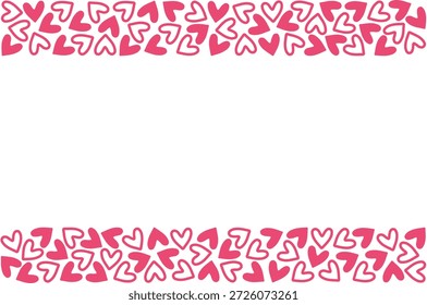 Fondo de San Valentín con borde de corazón rosa dibujado a mano y Grande espacio de copia blanco. Lindo marco de Vector romántico para tarjetas de felicitación, carteles, invitaciones, Anuncios, redes sociales y diseño temático de amor.