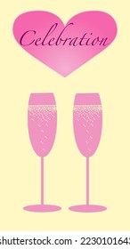 valentine background with heart and glasses
