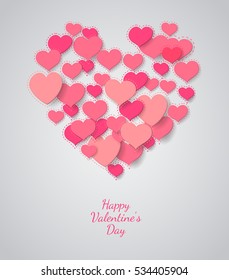 Valentine background. heart symbol on light background